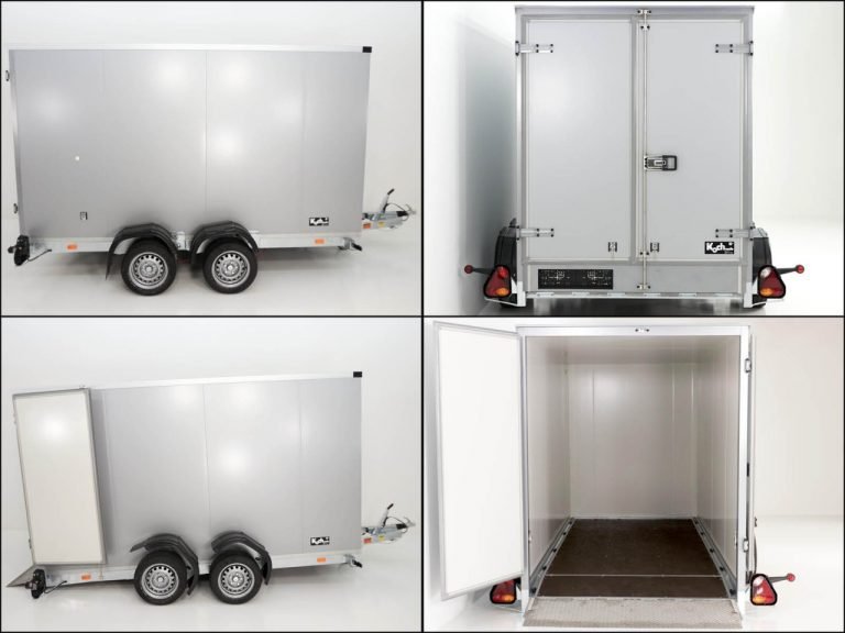 Vezeko Koffer-Absenkanhänger Höhe:210cm 2,7t|weiß-Neu