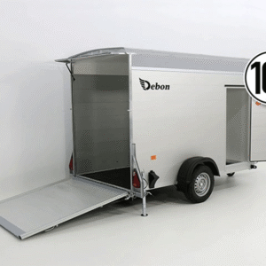 Debon Kofferanhänger Cargo H:190cm 1,3t|Alu, Polybug|Tür|grau-Neu