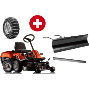 Husqvarna Frontmäher R 112C5 mit Mähdeck Combi 85 – Winterpaket mit Schneeschild, Gummileiste und Schneeketten – Modell 2025-Neu