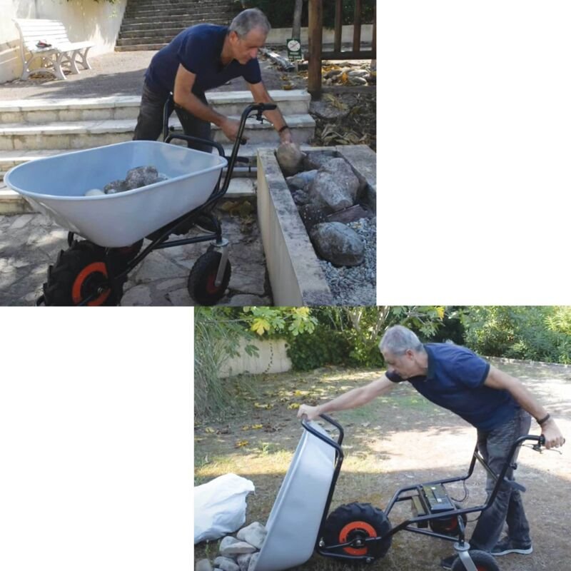 Multifunktionale elektrische Motorschubkarre 24 V – 120 kg Tragkraft mit verstellbarem Korb und Mulde – Bild 4
